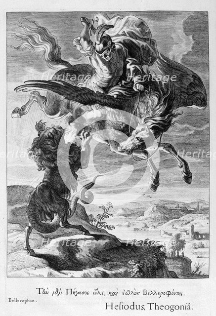 Bellerophon fights the Chimera, 1655. Creator: Unknown.