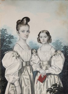Portrait of Sisters Anna Petrovna (1822-1905) and Elena Petrovna (1824-1860) Ushakov, 1830s. Artist: Hampeln, Carl, von (1794-after 1880)