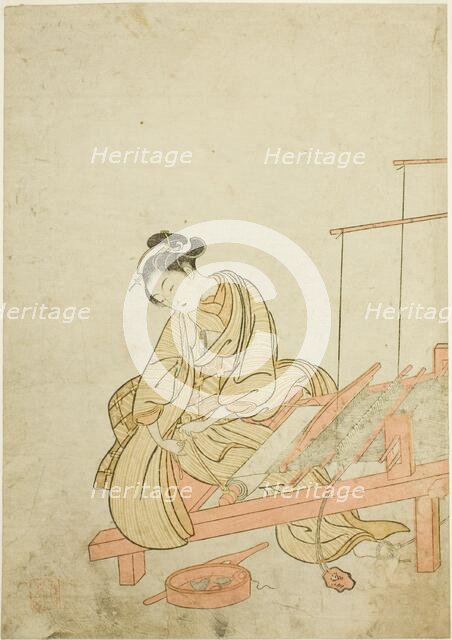 Young Woman at a Loom, 1765. Creator: Suzuki Harunobu.