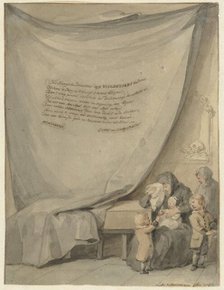 Widow with four children and a coffin, 1782. Creator: Aert Schouman.