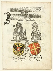 Duke Otto of Saxony and his Wife, Theokemia from Sachsen-Chronik...1492...assembled 1929. Creators: Unknown, Peter Schöffer, Conrad Botho, Wilhelm Ludwig Schreiber.