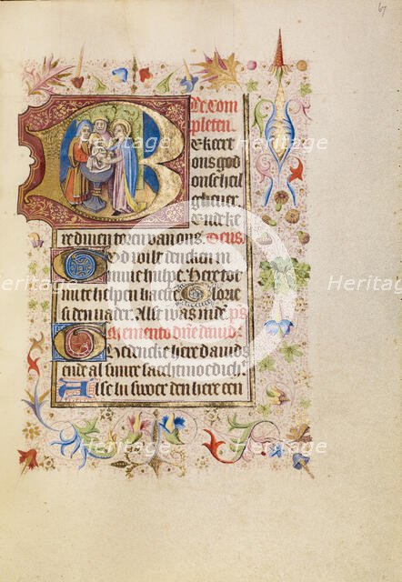 Initial B: The Presentation in the Temple; Book of Hours, after 1460. Creator: Unknown.