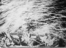 Titanic survivors on way to rescue-ship Carpathia, 1912. Creator: Bain News Service.
