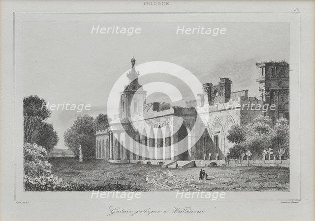 View of the Gothic Gallery in the Wilanów Palace, 1840. Artist: Lemaître, Augustin François (1792-1870)