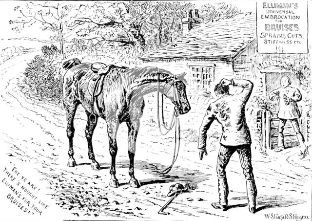 Advertisement for Elliman’s Universal Embrocation, 1890. Creator: William Stanfield Sturgess.