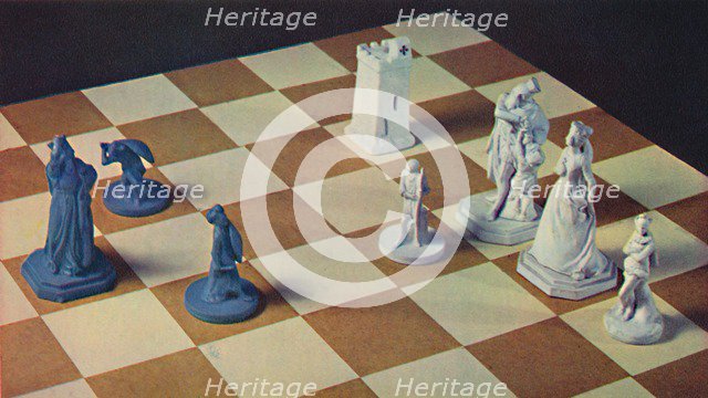 'Eighteenth-Century Chessmen in Blue and White Stoneware', 1948. Artist: Unknown.