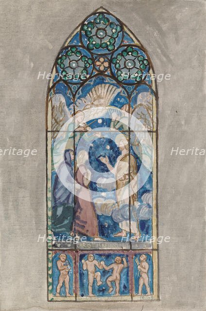 Christus Resurrexit, sketch for a stained glass window in Pori Church, 1924. Creator: Magnus Enckell.