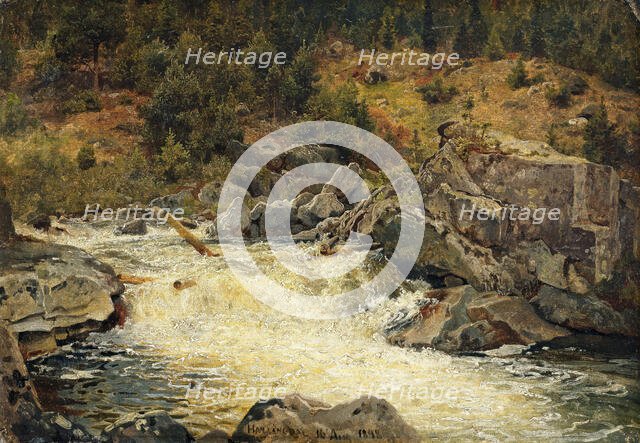 Waterfall in Hallingdal, 1848. Creator: Hans Gude.