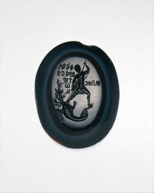 Intaglio with Saint Theodore Teron Slaying a Many-Headed Dragon, Byzantine, 1300 or later. Creator: Unknown.