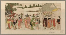 New Year's Pilgrimage to Myohoji Temple in Horinouchi (Horinouchi Myohoji eho mairi..., c.1804/10. Creator: Utagawa Toyokuni I.