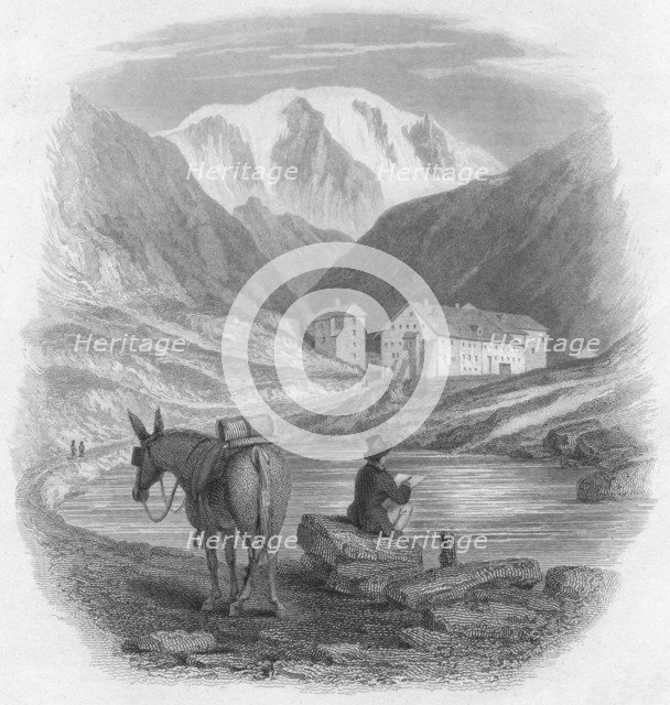 'The Pass of the Great Saint Bernard - Hospice of the Great St. Bernard', 1828. Artist: Edward Francis Finden.