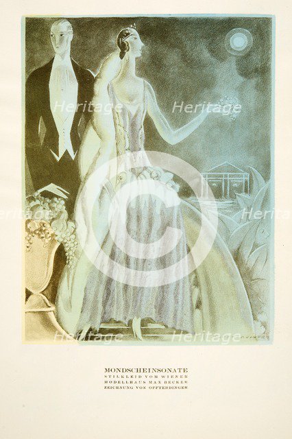 Mondscheinsonate, dress styled by Wiener,  from Styl, pub. 1922 (pochoir Print)