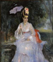 Woman with a parasol sitting in a garden, 1872. Artist: Renoir, Pierre Auguste (1841-1919)
