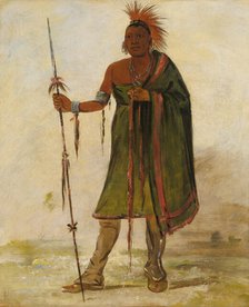 Wash-ím-pe-shee, Madman, a Distinguished Warrior, 1834. Creator: George Catlin.