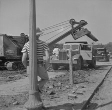 Preparing the ground for the construction of emergency buildings..., Washington, D.C, 1942. Creator: Gordon Parks.