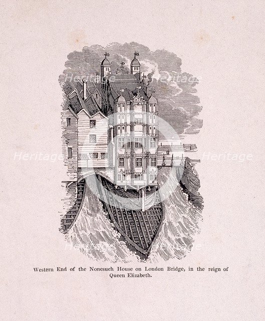 London Bridge (old), London, c1560. Artist: Anon