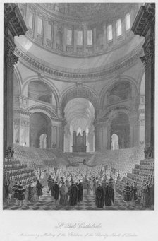 'St. Paul's Cathedral. Anniversary Meeting of the Children of the Charity Schools of London', c1841. Artist: William Haydon Fuge.