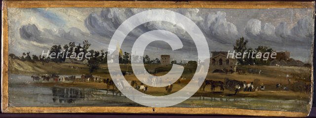 Bords de Seine à la barrière de la Cunette, près du Champ-de-Mars (1820), 1820. Creator: Paul Huet.