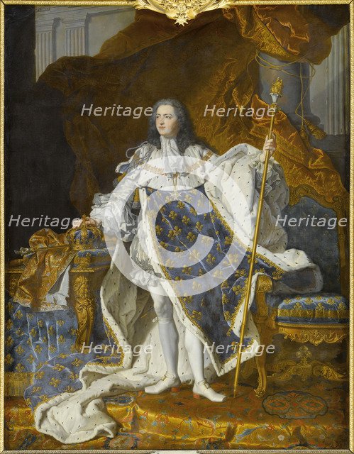 Portrait of Louis XV in his royal costume. Artist: Rigaud, Hyacinthe François Honoré (1659-1743)