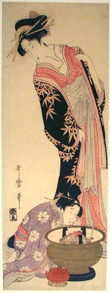 A Courtesan and her Attendant, Japan, c. 1803/04. Creator: Kitagawa Utamaro.
