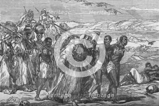 'Slave Gang Crossing The African Desert', c1881-85. Artist: Unknown.