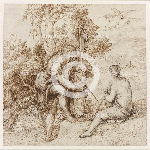 Two Arcadian Musicians in a Landscape.