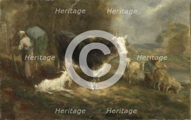 Farmyard with Cattle, 1849. Creator: Eugene Fromentin.