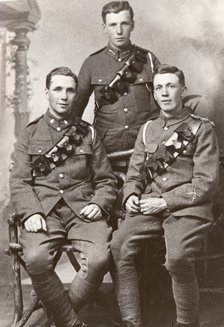 Studio shot of the Walford brothers (Rowntree employees) in army uniform, 1916. Artist: Unknown