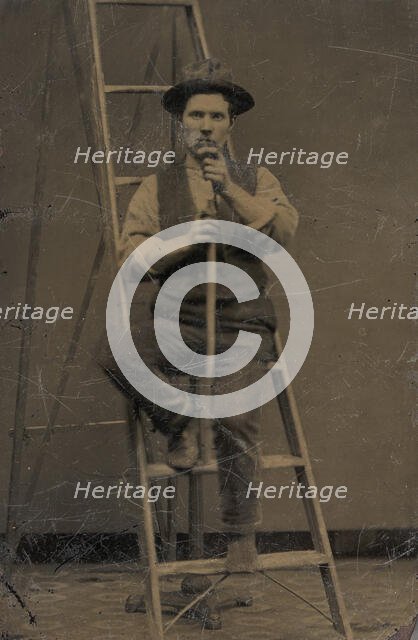 Man on a Ladder, 1860s-80s. Creator: Unknown.