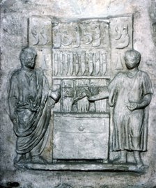 Roman relief of a Shop Selling Knives, c2nd century. Artist: Unknown.