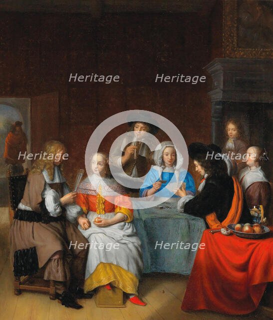 Interior with a Elegant Society Playing Cards, 1660s. Creator: Dijck, Abraham van (1635-1680).