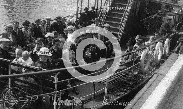 Passengers on board a boat, Bournemouth, Dorset, 1921. Artist: Unknown