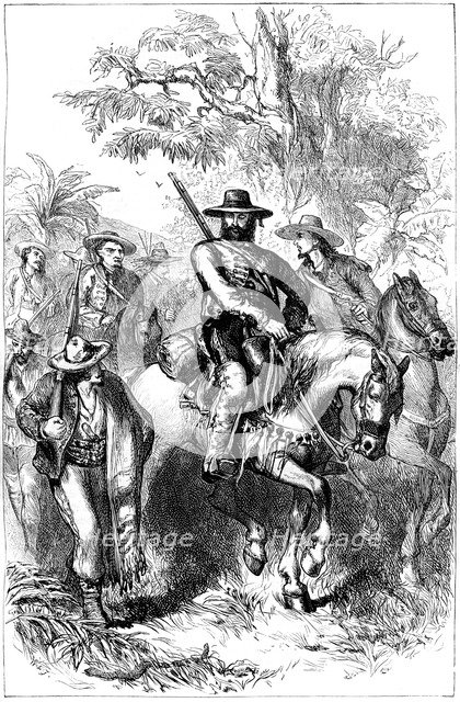 Mexican filibusters on the march, mid 19th century(c1880). Artist: Unknown