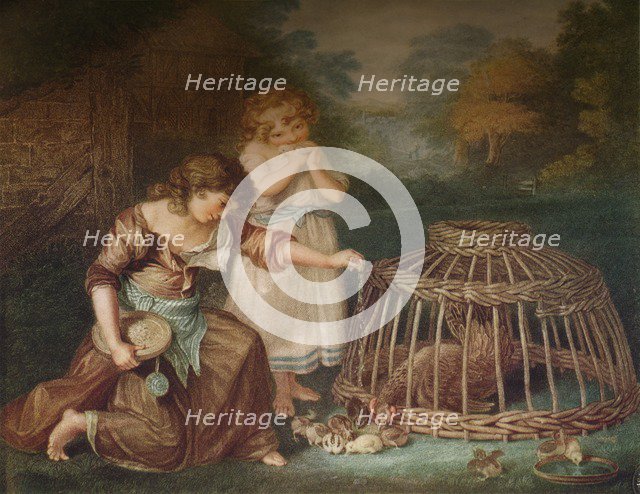 'Feeding Chickens', c1788. Artist: Peltro William Tomkins.
