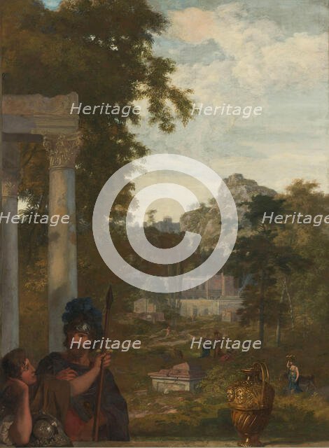 Italian Landscape with two Roman Soldiers, c.1687. Creator: Gerard de Lairesse.