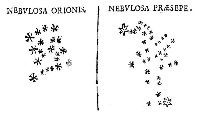 Galileo's observation of the star cluster in Orion and of the Praesepe cluster, 1610. Artist: Unknown
