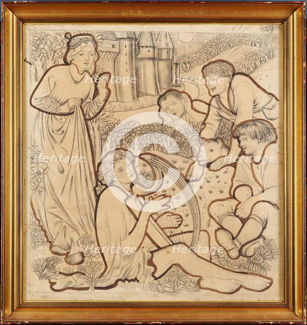 The Madness of Sir Tristram, 1862. Creator: Sir Edward Coley Burne-Jones.