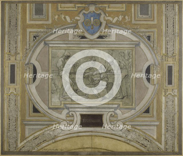 Esquisse pour la galerie des Métiers de l'Hôtel de Ville : Tourneurs, 1890. Creator: Pierre Victor Galland.