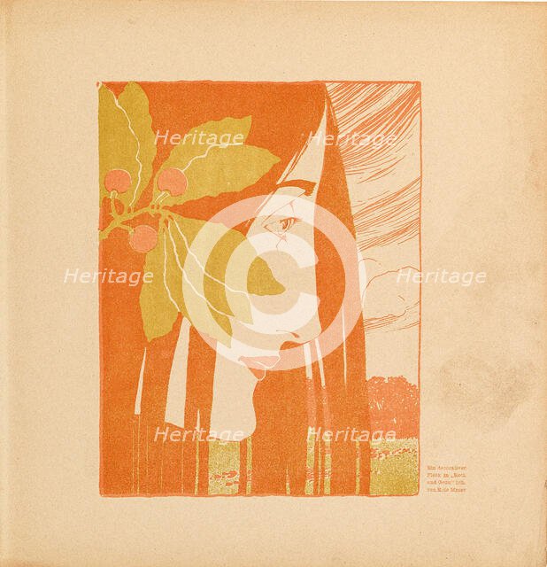 A Decorative Spot in Red and Green, 1898. Creator: Moser, Koloman (1868-1918).