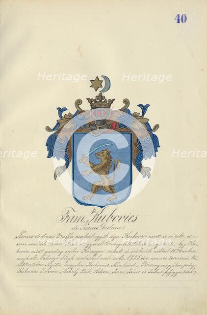 Coat of arms of the Kubovicova family, 1904-1910. Creator: Adolf Medzihradsky.