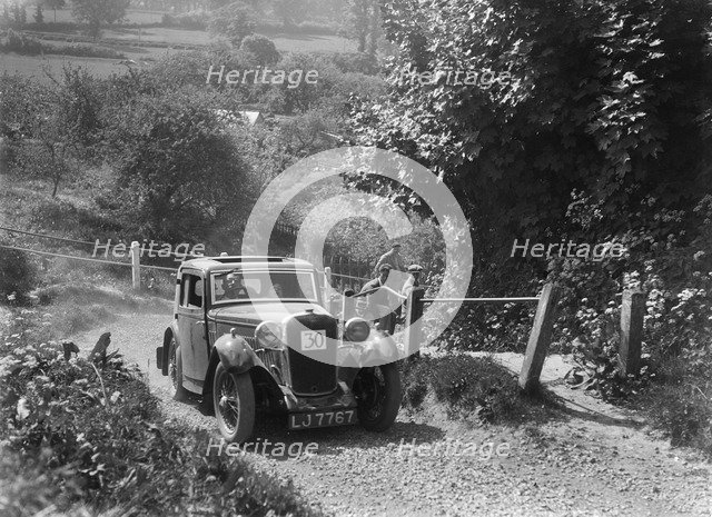 1933 Singer coupe taking part in a West Hants Light Car Club Trial, Ibberton Hill, Dorset, 1930s. Artist: Bill Brunell.