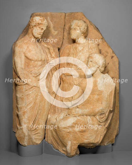 Fragment of a Funerary Naiskos (Monument in the Shape of a Temple), about 330 BCE. Creator: Unknown.