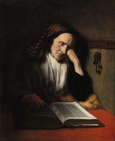 An Old Woman Dozing over a Book, c. 1655. Creator: Nicolaes Maes.