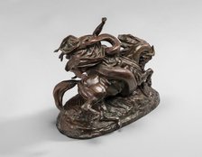 North African Horseman Surprised by a Serpent, model before 1843, cast by 1873. Creator: Antoine-Louis Barye.