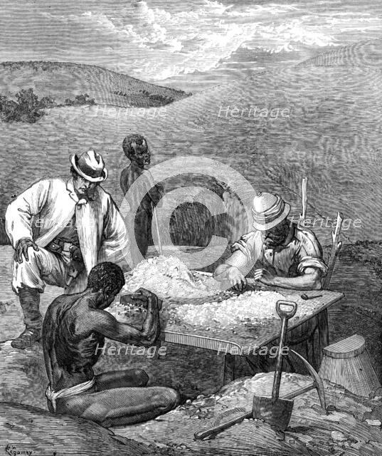 At the sorting table in the Diamond Diggings, 1872. Creator: Unknown.