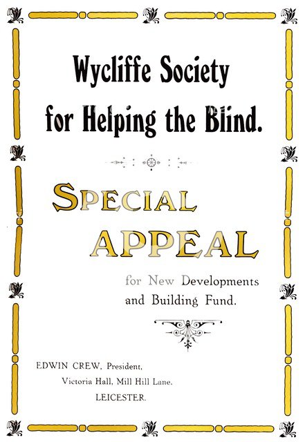 'Wycliffe Society for Helping the Blind', 1919 Artist: Unknown.