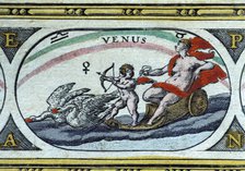 Venus, colored engraving from the book 'Le Theatre du monde' or 'Nouvel Atlas', 1645, created, pr…