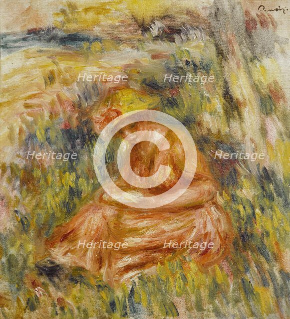 Femme lisant dans un paysage, c.1917. Creator: Pierre-Auguste Renoir.