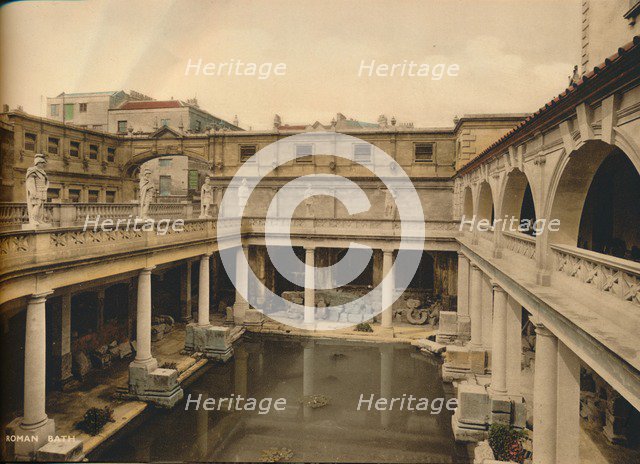 Great Bath, Roman Baths, Bath, Somerset, c1925. Artist: Unknown