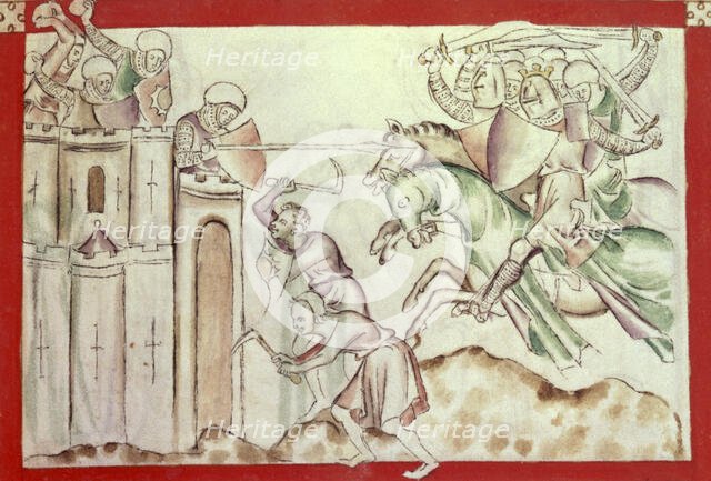 King David besieging Jerusalem, 1310-1320.  Creator: Unknown.